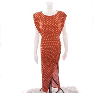 Free People Lakeside Heart Print Midi Dress Ginger Combo Womens Size XS